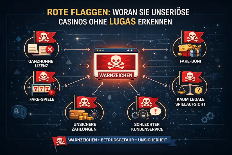 Rote Flaggen: Woran Sie unseriöse Casinos ohne LUGAS erkennen